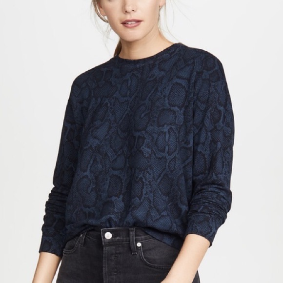 Sundry Tops - Sundry Revolve Navy Python Snakeskin Print Pullover Sweatshirt